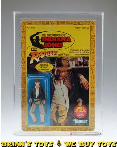 Vintage Kenner Indiana Jones Carded Series 1 / 4 Back Indiana Jones Action Figure AFA 80+ NM (C85 B85 F80) #18774188