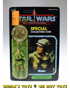 Vintage Kenner Star Wars POTF Carded Princess Leia Combat Poncho Action Figure C5Y (cracked bubble)