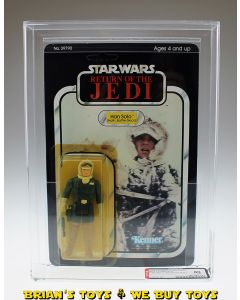 Vintage Kenner Star Wars Carded ROTJ 77 Back-A Han Solo (Hoth Outfit) Action Figure AFA 80 Y-NM (C80 B80 F85) #11874118