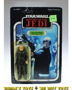 Vintage Kenner Star Wars ROTJ Carded Luke Skywalker Jedi (green saber) Action Figure C4Y (torn hanger)