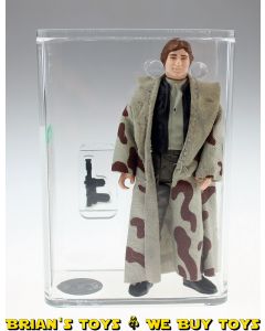 Vintage Kenner Star Wars Loose ROTJ Han Solo (Trench Coat) Plain Lapel / Pink Face Action Figure AFA 75 EX+/NM #15016585